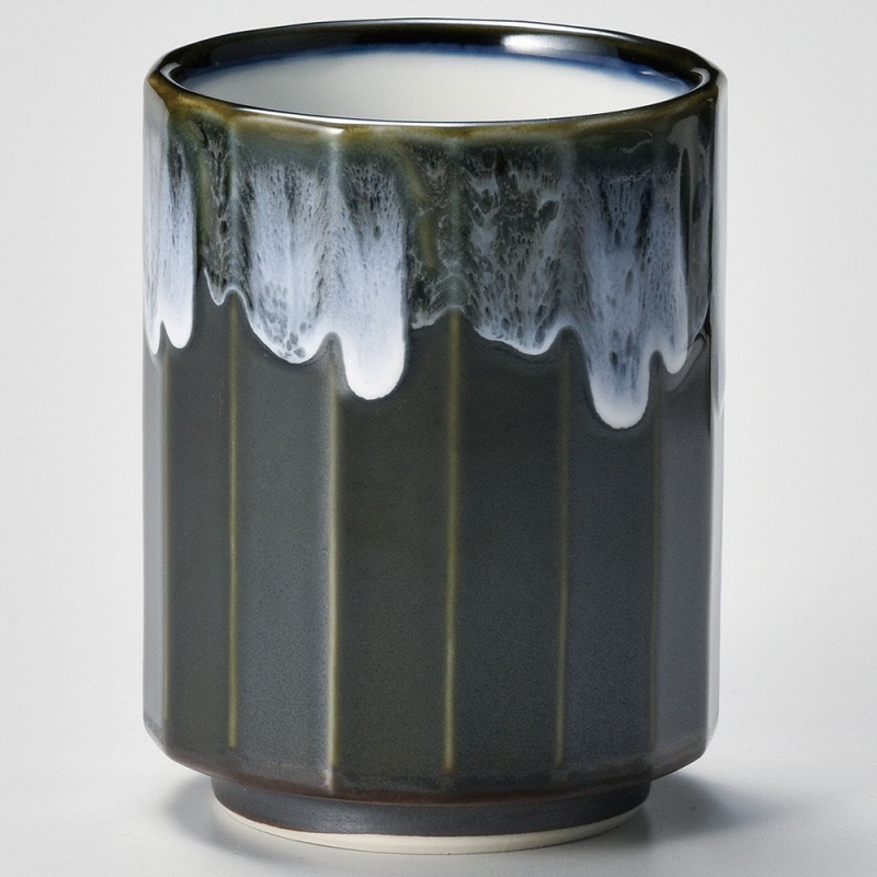 金正陶器 織部流し十六角寿司湯呑 1個(ご注文単位1個)【直送品】