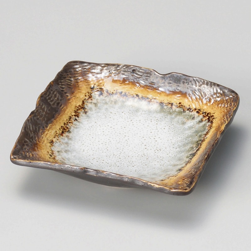 金正陶器 アカネ 縄目正角皿(小) 1個(ご注文単位1個)【直送品】