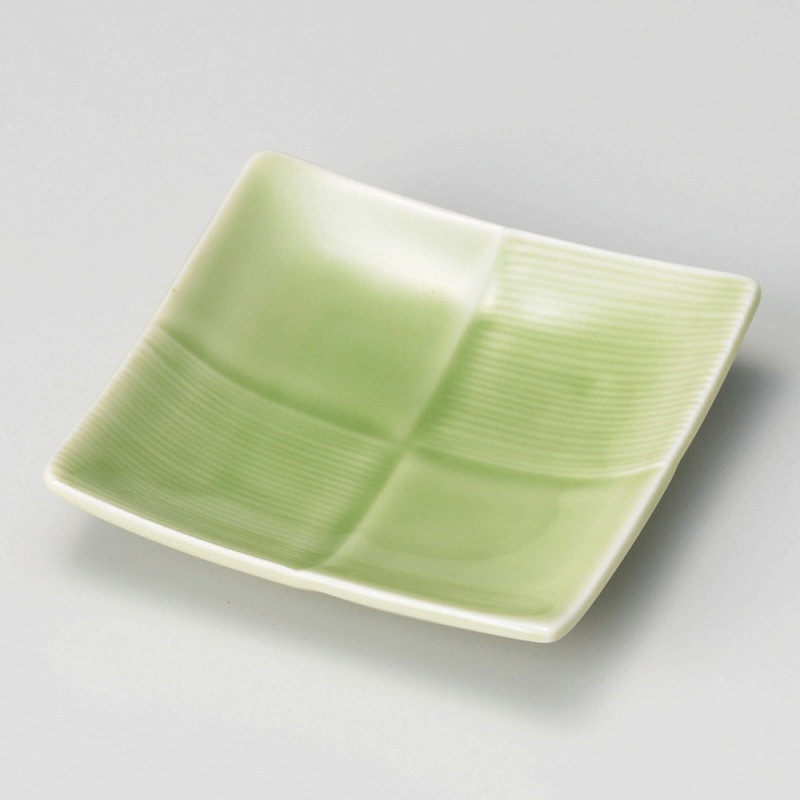金正陶器 ヒスイ 市松正角皿 1個(ご注文単位1個)【直送品】