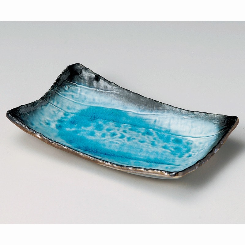 金正陶器 スカイ手作り長角皿(大) 1個(ご注文単位1個)【直送品】