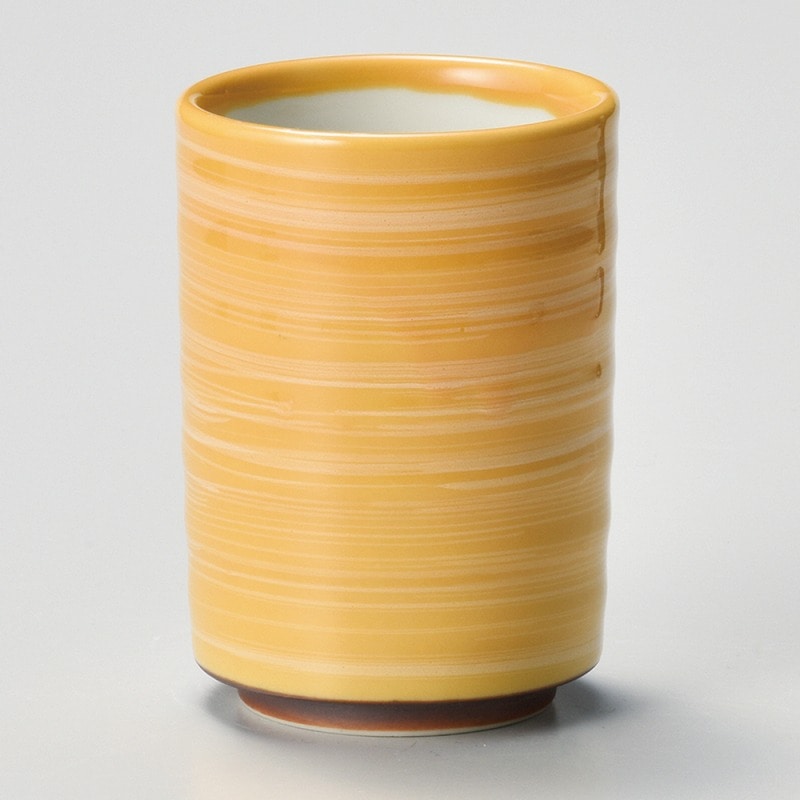 金正陶器 オレンジ 白刷毛 切立湯呑 1個(ご注文単位1個)【直送品】