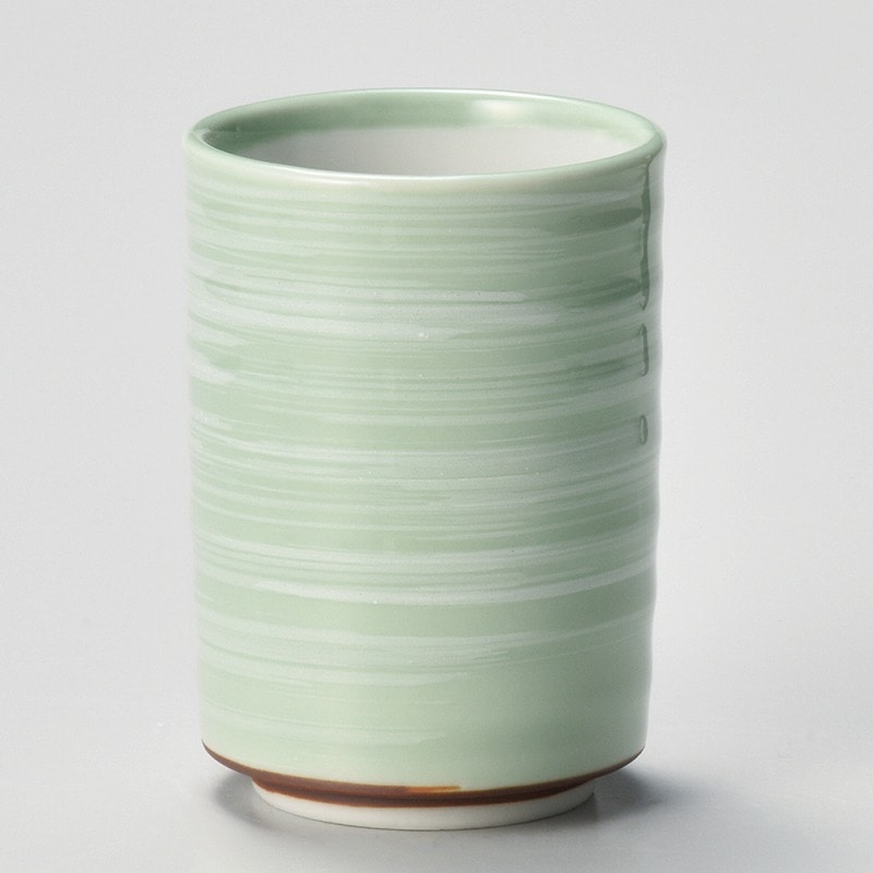 金正陶器 ライトグリーン 白刷毛 切立湯呑 1個(ご注文単位1個)【直送品】