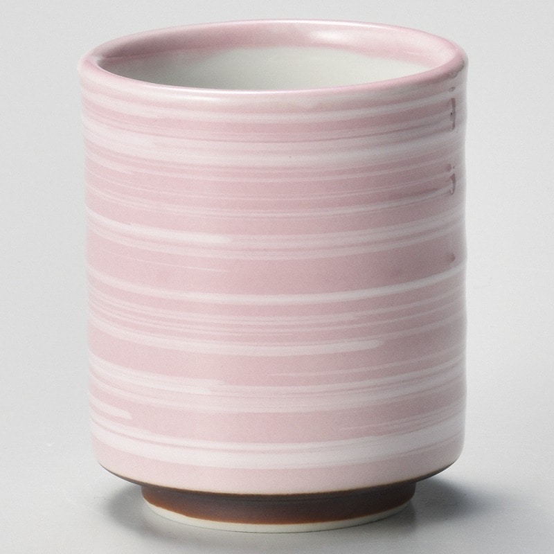 金正陶器 ピンク 白刷毛 切立湯呑(小) 1個(ご注文単位1個)【直送品】