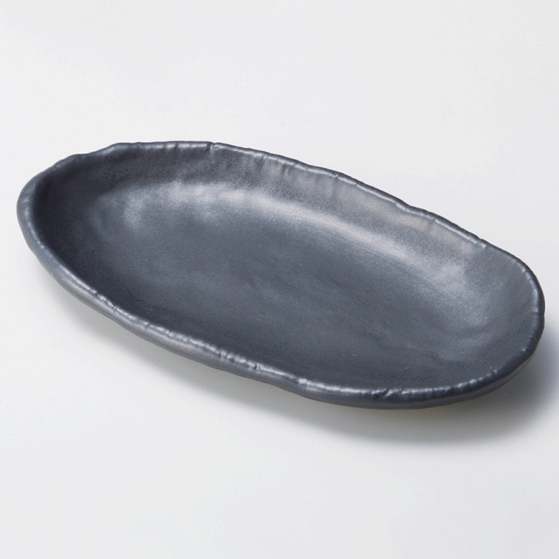 金正陶器 なごみ黒楕円万能皿 1個（ご注文単位1個）【直送品】