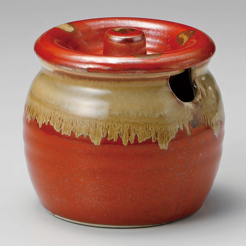 金正陶器 赤釉流口切4号カメ 1個(ご注文単位1個)【直送品】