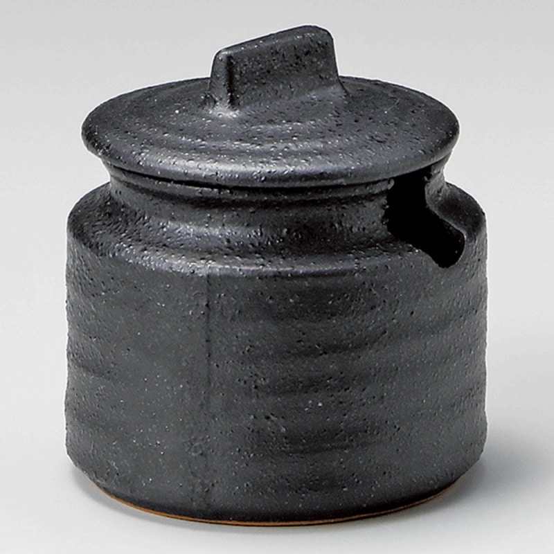 金正陶器 黒伊賀切込み蓋物 1個(ご注文単位1個)【直送品】