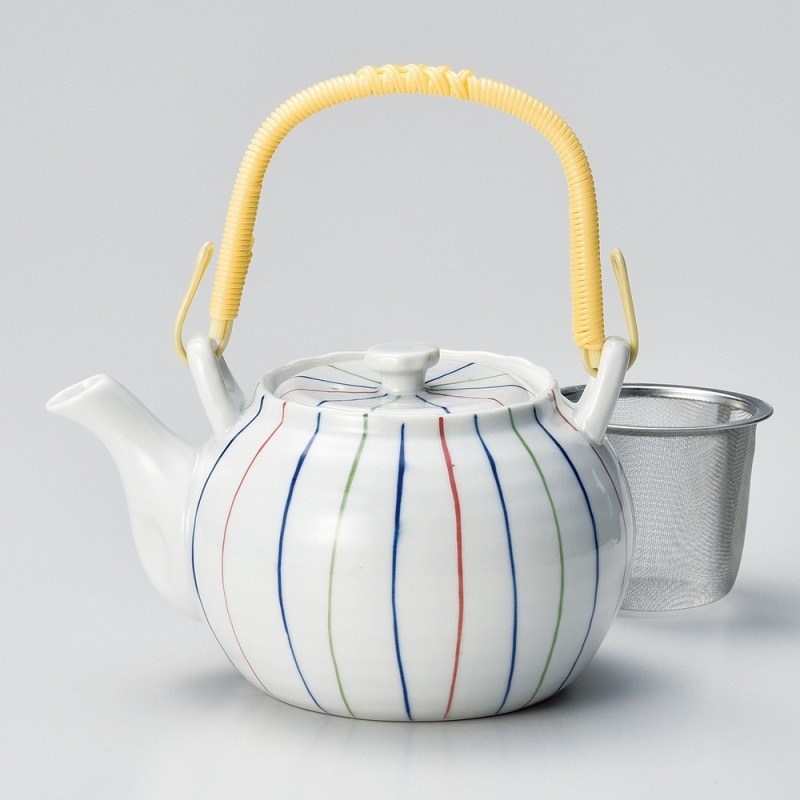 金正陶器 三色ライン4号土瓶(カップアミ) 1個(ご注文単位1個)【直送品】