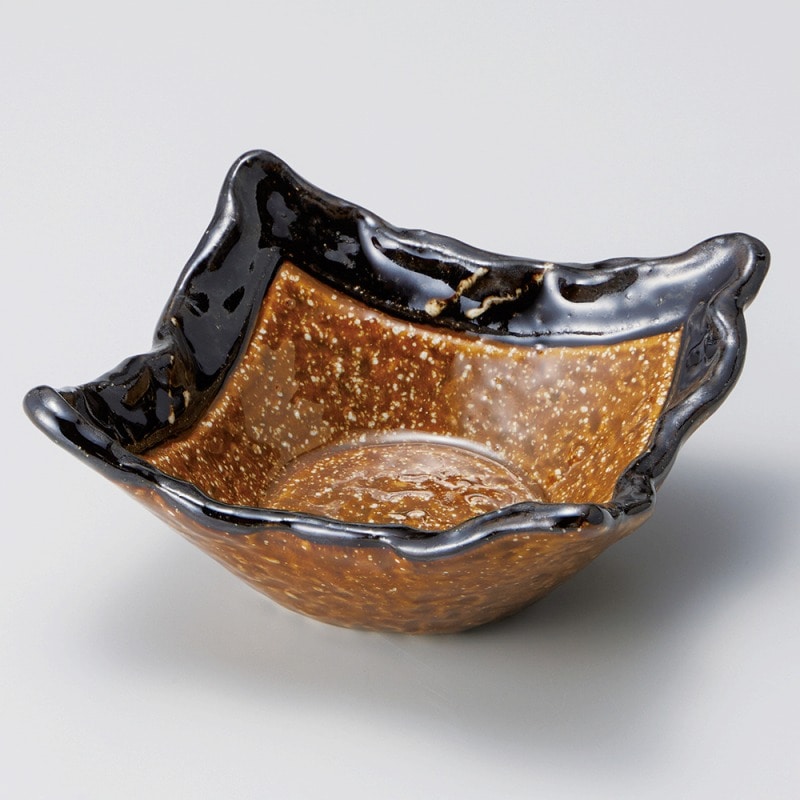 金正陶器 アメ釉一珍波角鉢 1個(ご注文単位1個)【直送品】