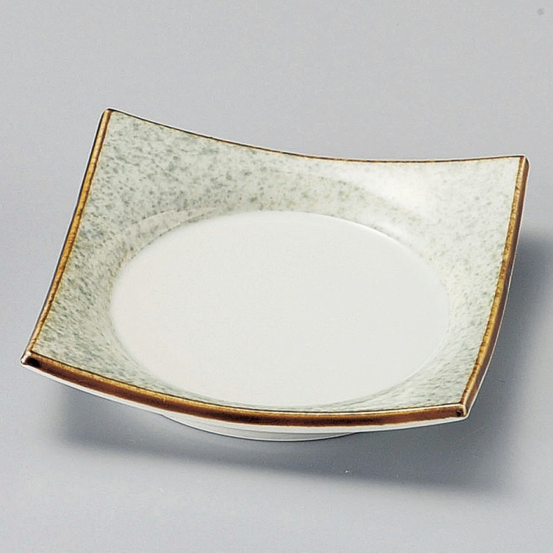 金正陶器 渕サビグリーン吹正角皿 1個(ご注文単位1個)【直送品】