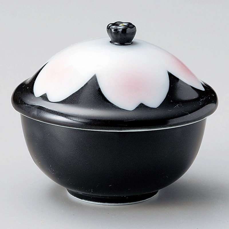 金正陶器 黒釉桜花むし碗 1個(ご注文単位1個)【直送品】