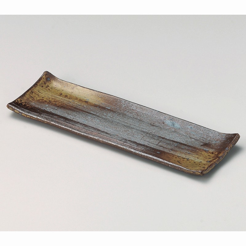 金正陶器 備前灰釉長角尺皿 1個(ご注文単位1個)【直送品】