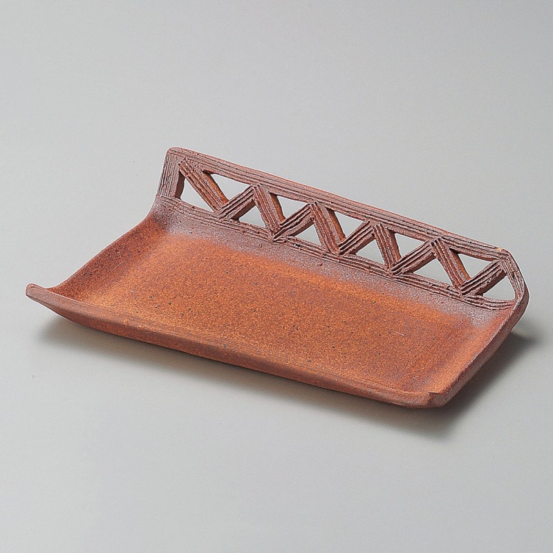 金正陶器 火色透かし変形焼物(大)(手造り) 1個(ご注文単位1個)【直送品】
