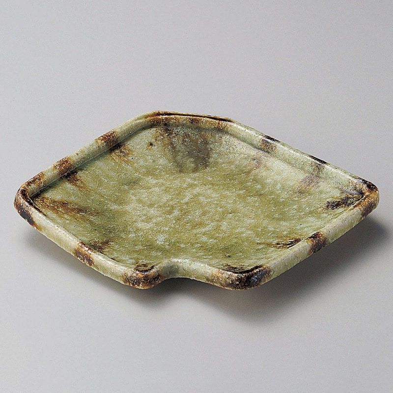 金正陶器 灰釉流し鍵型前菜皿 1個(ご注文単位1個)【直送品】