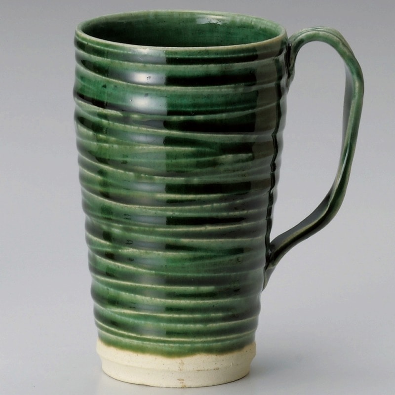 金正陶器 織部ロクロ目ビアジョッキ 1個(ご注文単位1個)【直送品】