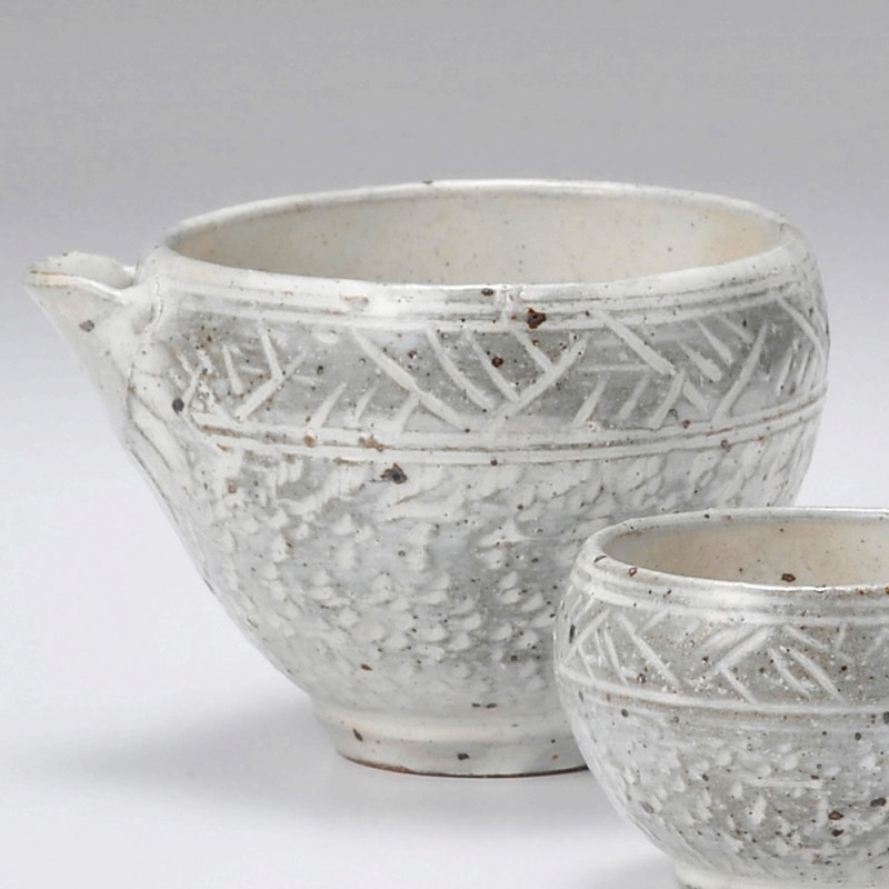 金正陶器 粉引 とびかんな彫 冷酒器 1個(ご注文単位1個)【直送品】