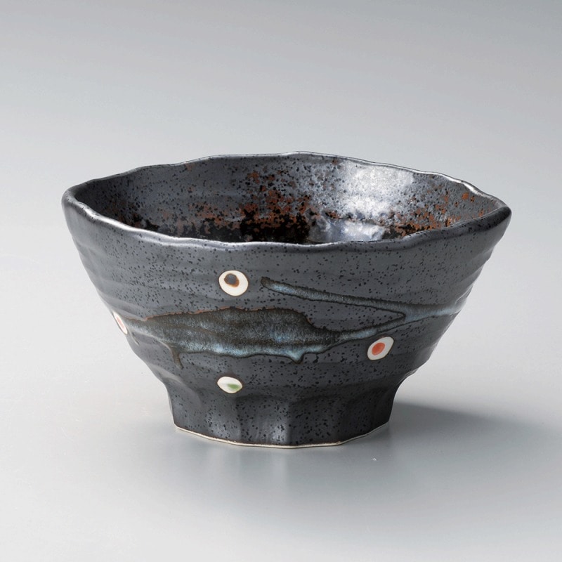 金正陶器 黒伊賀水玉6.5三ツ押丼 1個(ご注文単位1個)【直送品】