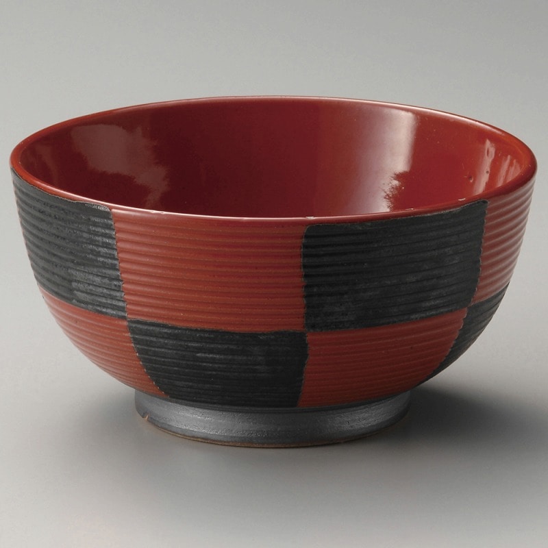 金正陶器 筋彫赤市松夏目5.5丼 1個(ご注文単位1個)【直送品】