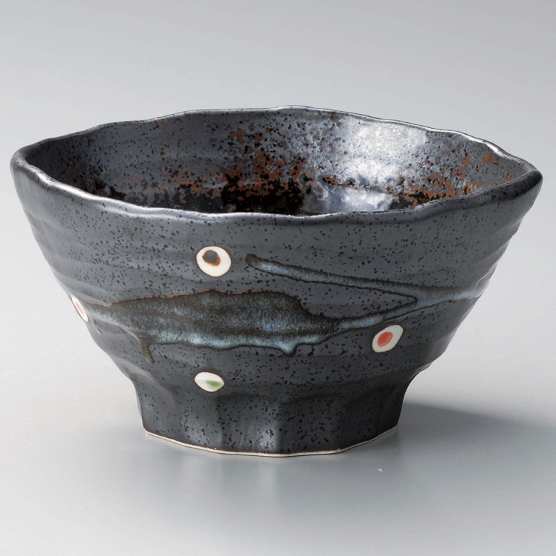 金正陶器 黒伊賀水玉4.5三ツ押丼 1個(ご注文単位1個)【直送品】