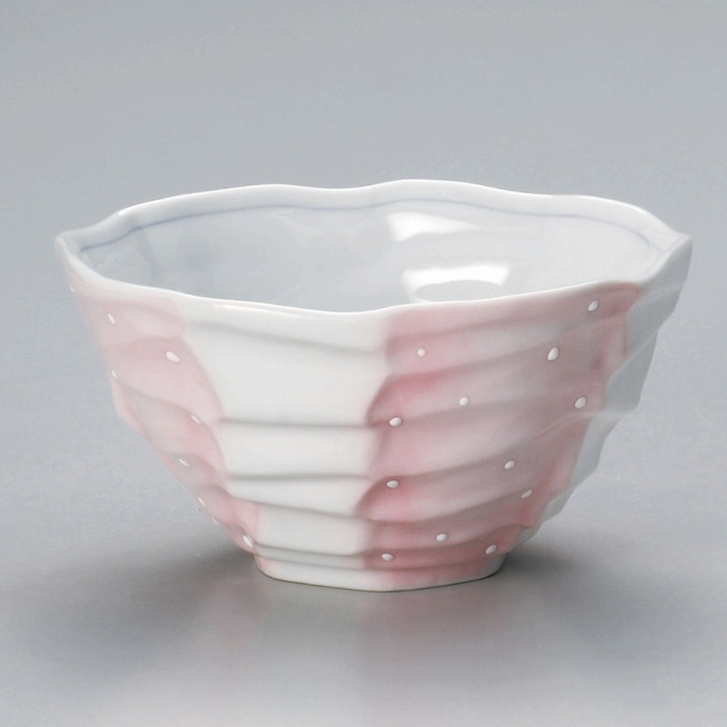 金正陶器 ピンク吹き白ドット八角大丼 1個(ご注文単位1個)【直送品】