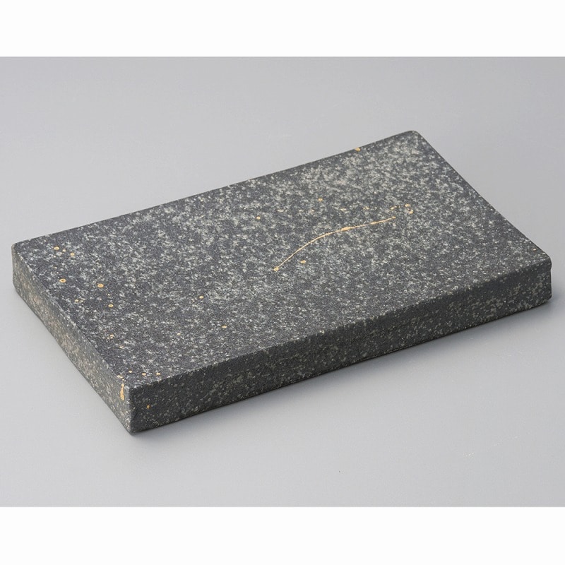 金正陶器 黒窯変金ちらし7.6長角皿(両面使用可) 1個(ご注文単位1個)【直送品】