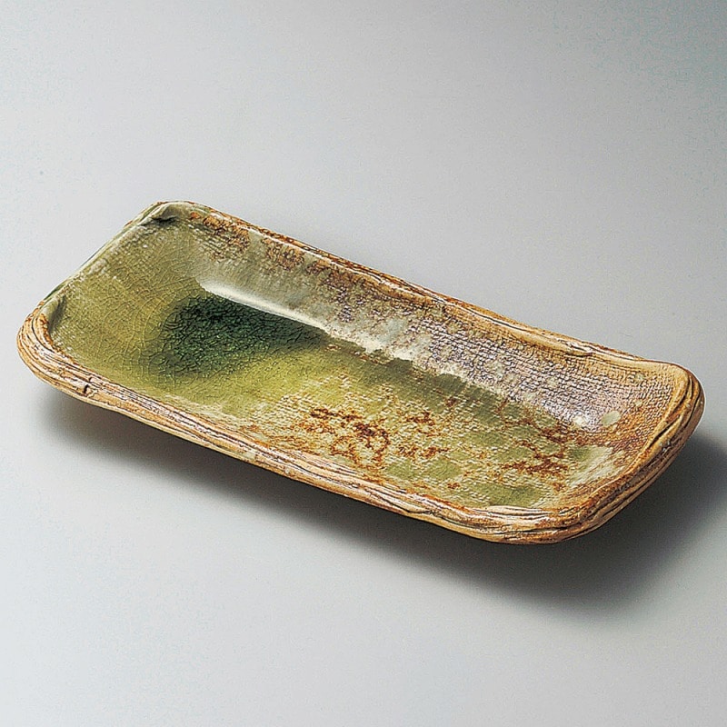 金正陶器 灰釉足付長方皿 1個(ご注文単位1個)【直送品】