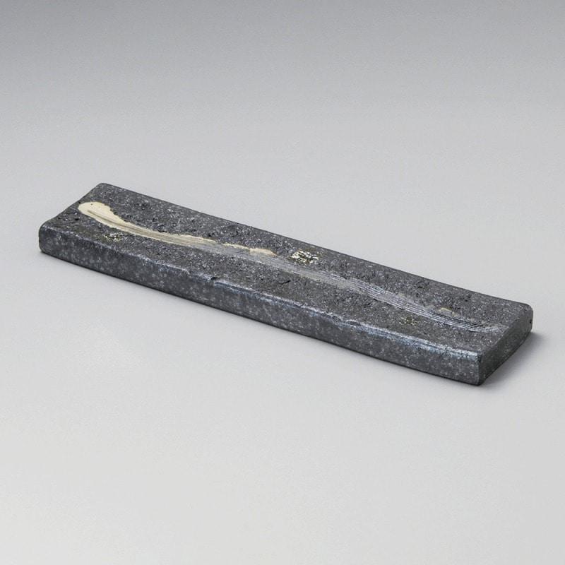 金正陶器 黒窯変クシ目12.0長角皿(両面使用可) 1個(ご注文単位1個)【直送品】