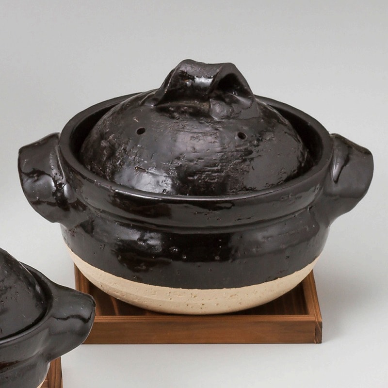 金正陶器 黒釉三合御飯鍋 1個(ご注文単位1個)【直送品】