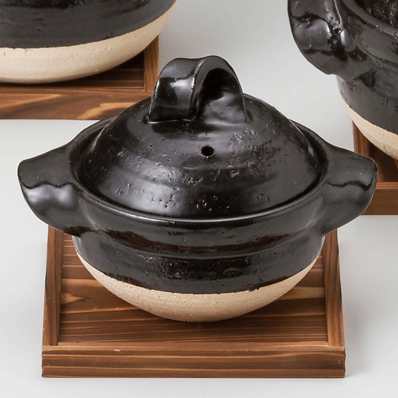 金正陶器 黒釉一人用御飯鍋 1個(ご注文単位1個)【直送品】
