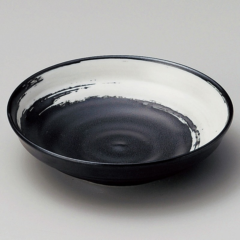 金正陶器 黒マット白刷毛5.0深皿 1個（ご注文単位1個）【直送品】