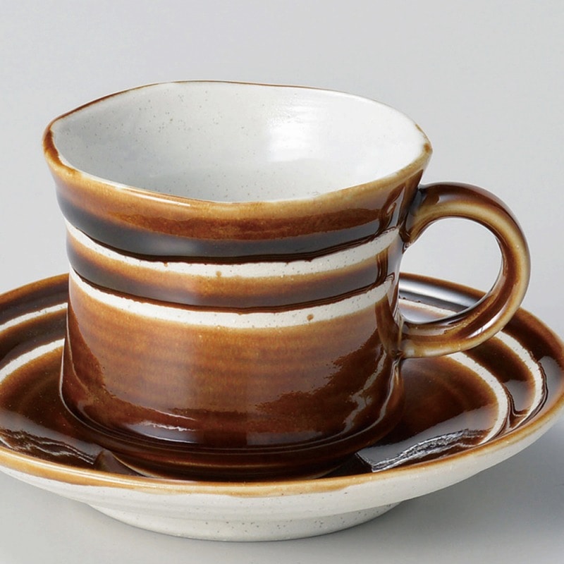 金正陶器 アメ釉ラインコーヒー碗 1個 ※カップ単品のみ(ご注文単位1個)【直送品】