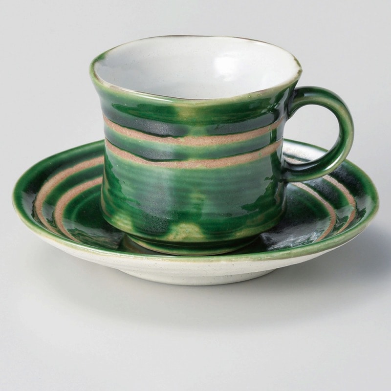 金正陶器 織部ラインコーヒー受皿 1個 ※ソーサー単品のみ(ご注文単位1個)【直送品】