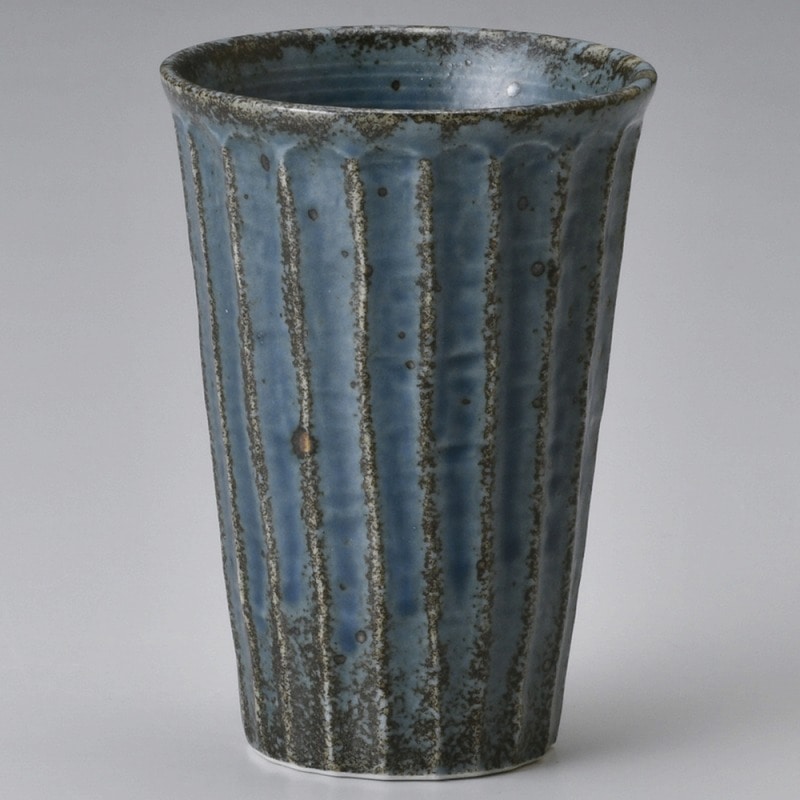 金正陶器 わび 紺ねず しのぎカップ 1個(ご注文単位1個)【直送品】