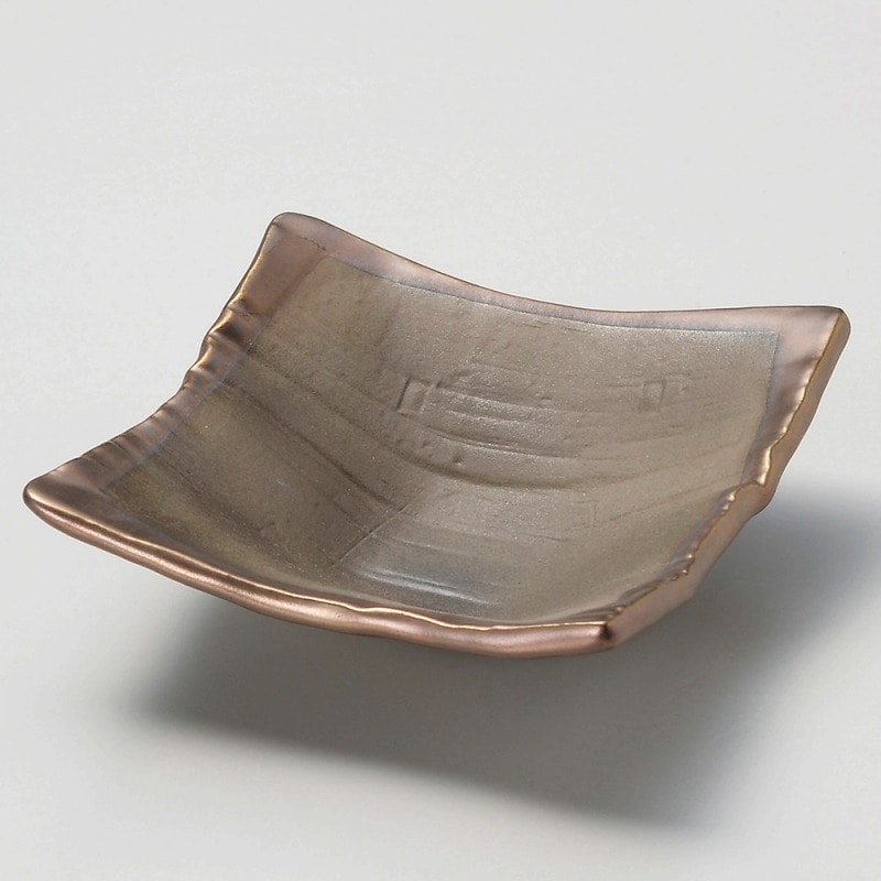 金正陶器 銅彩 角浅鉢 1個(ご注文単位1個)【直送品】