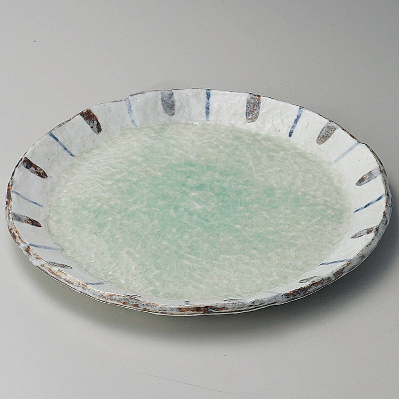 金正陶器 ヒワ釉渕十草9.0丸皿 1個(ご注文単位1個)【直送品】