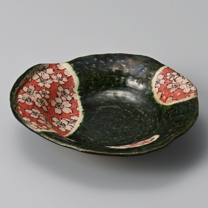 金正陶器 織部舞桜三つ足和皿 1個(ご注文単位1個)【直送品】