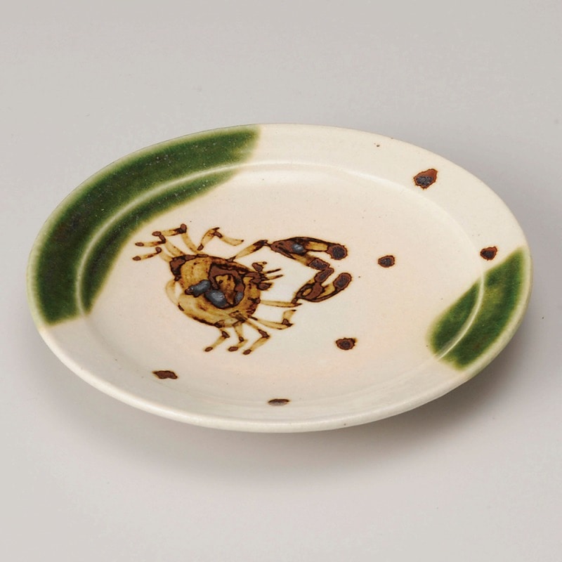 金正陶器 織部かに絵3.0丸皿 1個(ご注文単位1個)【直送品】