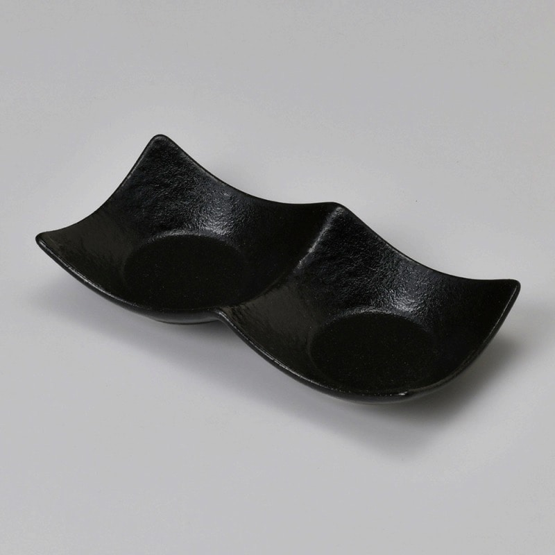 金正陶器 瀬戸黒石目二連皿(大) 1個(ご注文単位1個)【直送品】