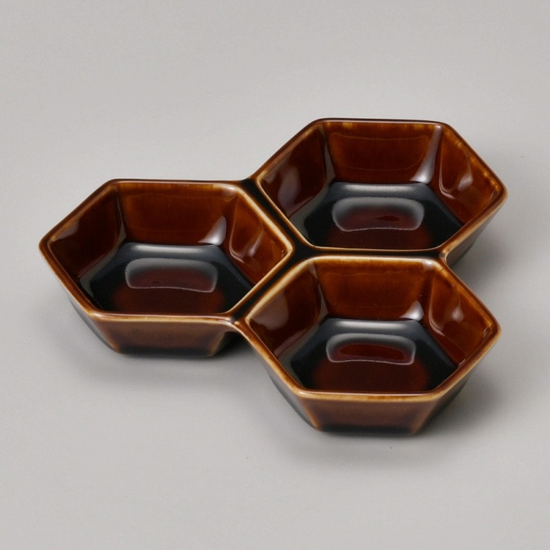 金正陶器 アメ釉六角三角 1個(ご注文単位1個)【直送品】