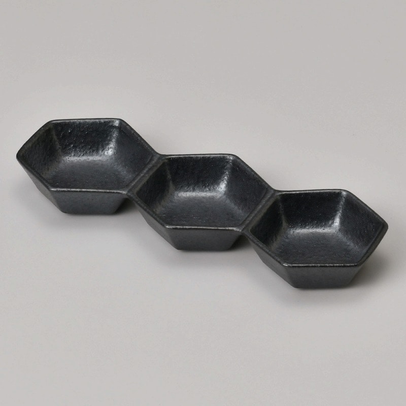 金正陶器 ゆず黒六角3連 1個(ご注文単位1個)【直送品】