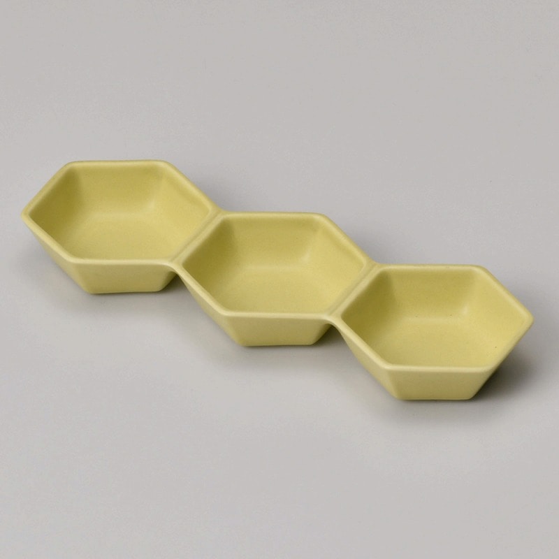金正陶器 黄マット六角3連 1個(ご注文単位1個)【直送品】