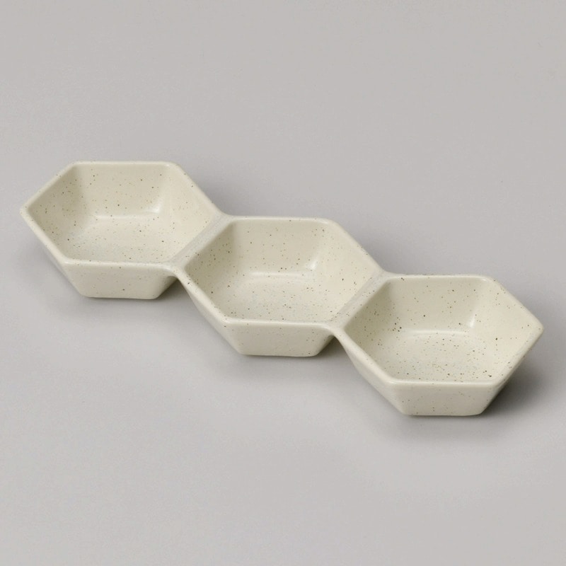 金正陶器 クリーム粉引六角3連 1個(ご注文単位1個)【直送品】