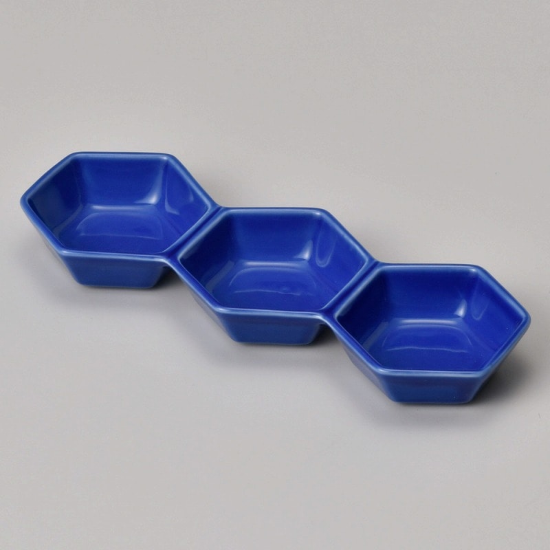 金正陶器 ブルー六角3連 1個(ご注文単位1個)【直送品】