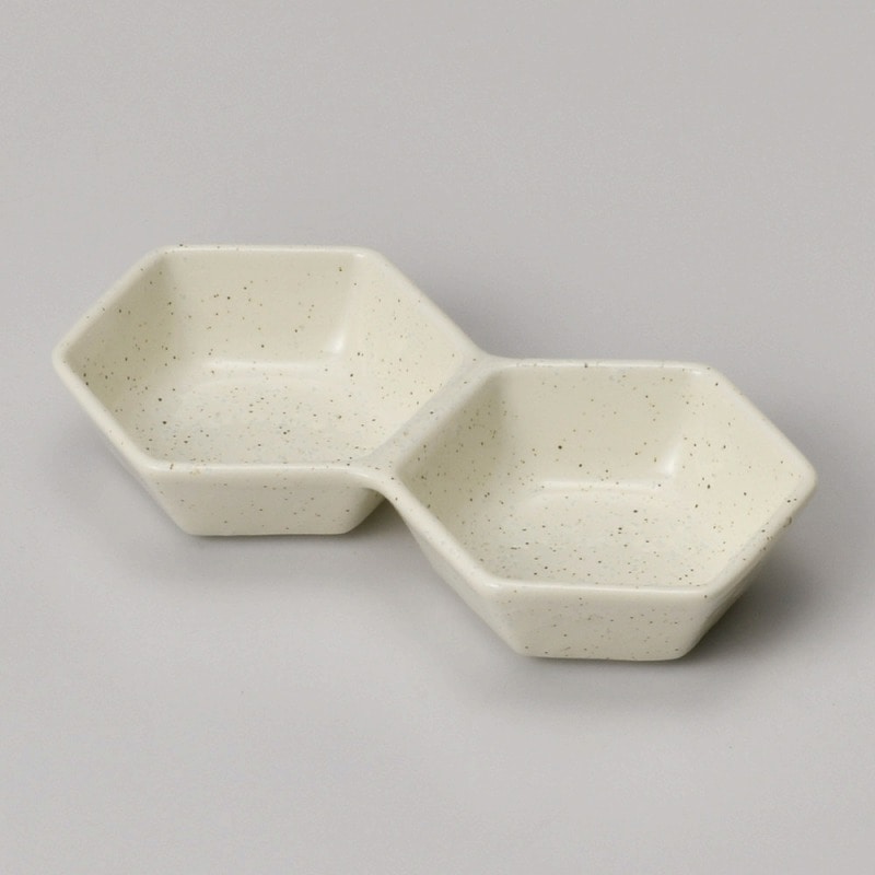 金正陶器 クリーム粉引六角2連 1個(ご注文単位1個)【直送品】