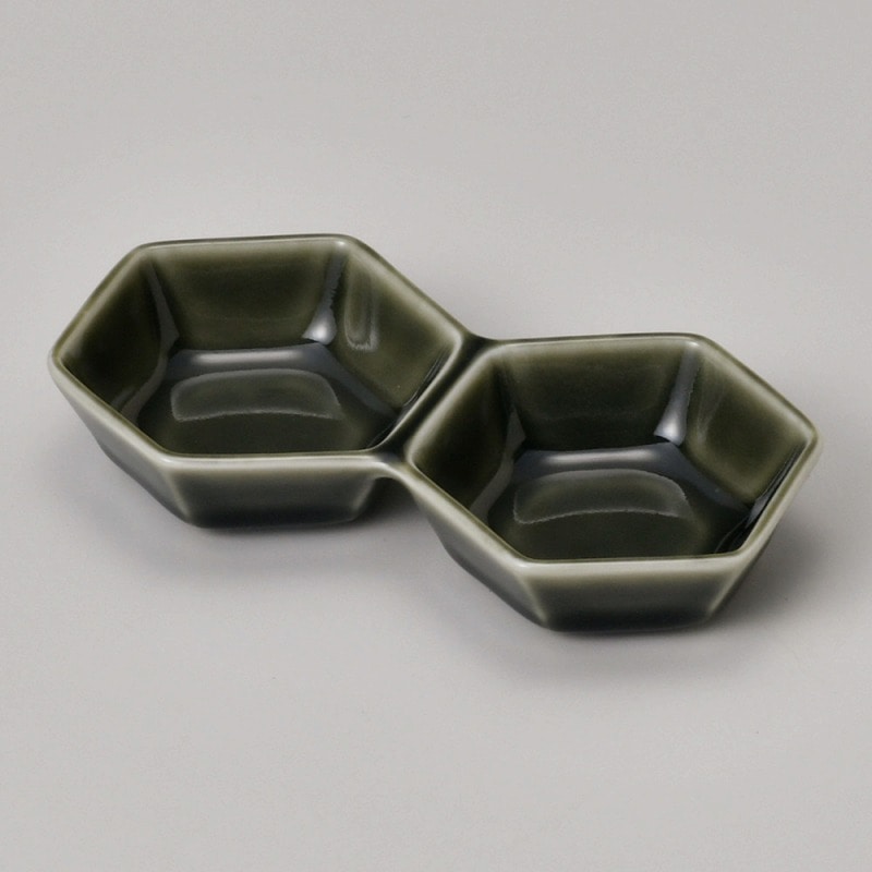 金正陶器 織部六角2連 1個(ご注文単位1個)【直送品】