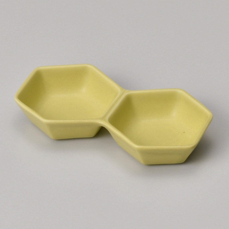 金正陶器 黄マット六角2連 1個(ご注文単位1個)【直送品】