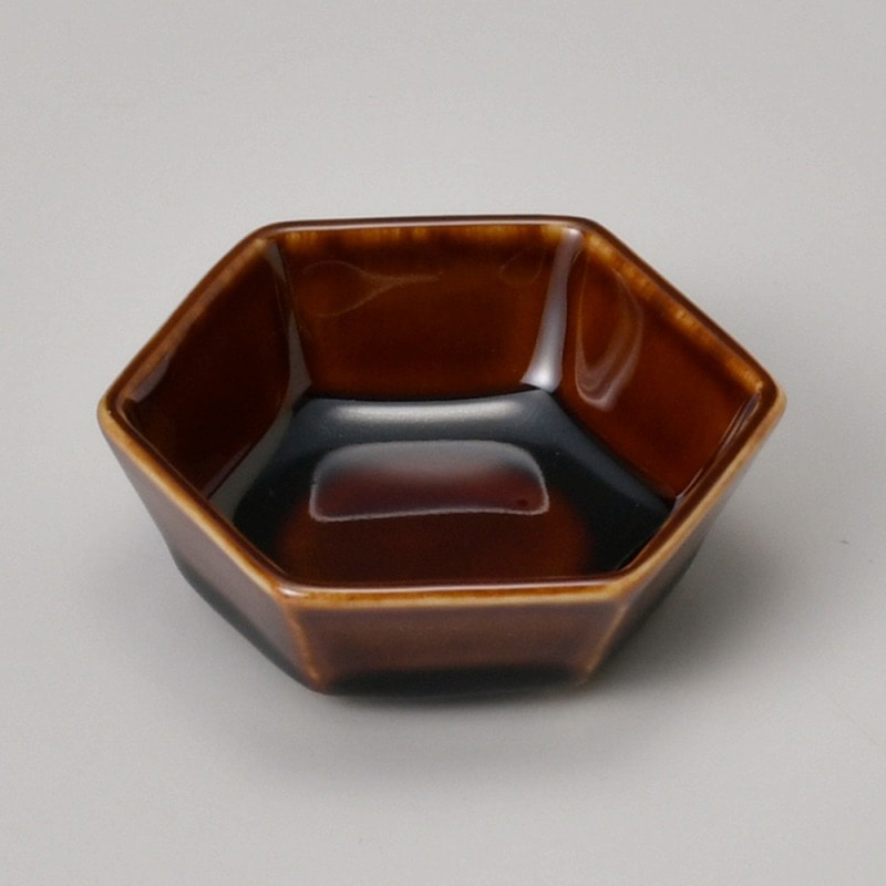 金正陶器 アメ釉六角一品 1個(ご注文単位1個)【直送品】