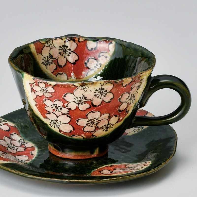 金正陶器 織部舞桜コーヒー碗 1個 ※カップ単品のみ(ご注文単位1個)【直送品】