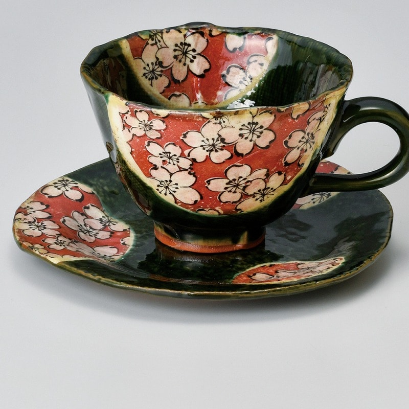 金正陶器 織部舞桜銘々皿(コーヒー受皿) 1個 ※ソーサー単品のみ(ご注文単位1個)【直送品】