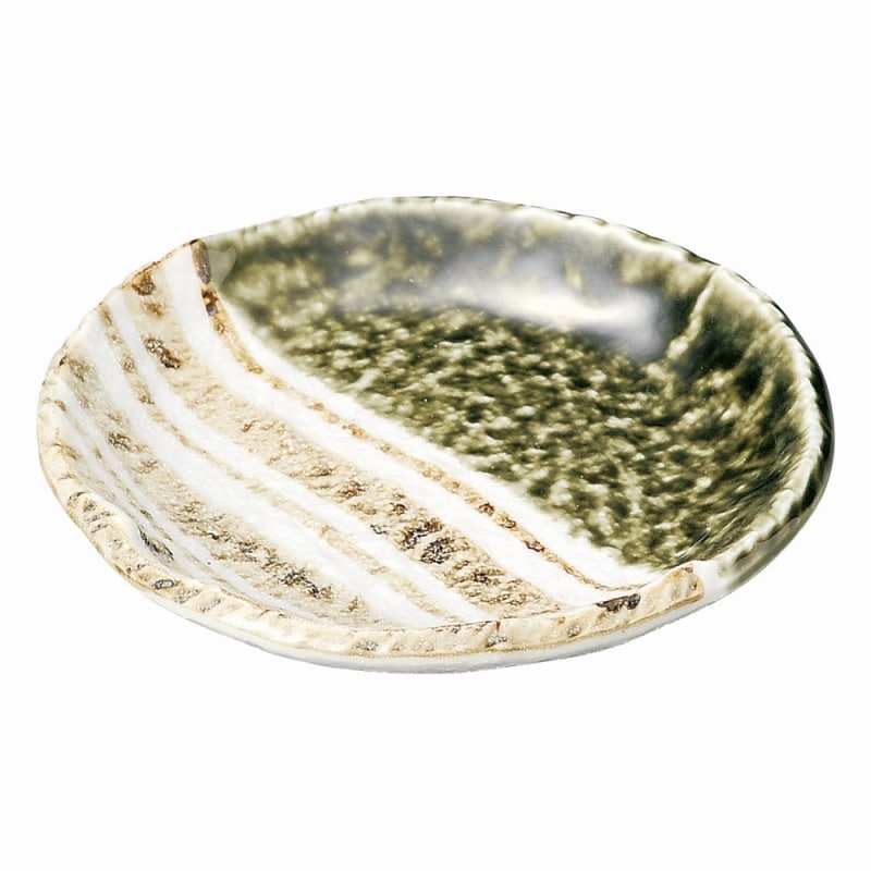 金正陶器 織部ストライプ丸銘々皿 1個(ご注文単位1個)【直送品】
