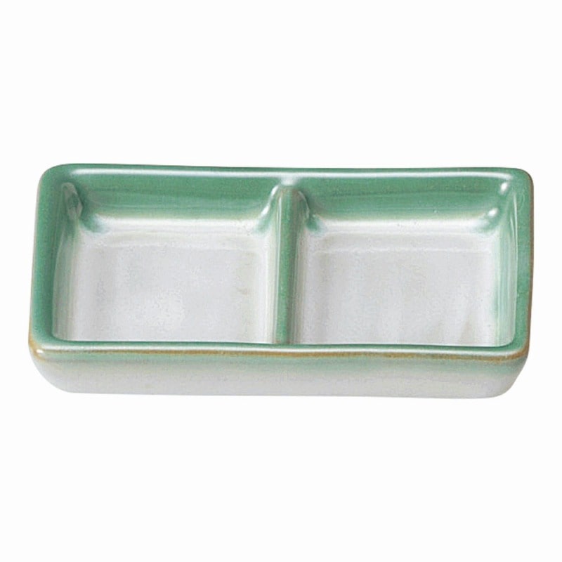 金正陶器 新ひわ流し二ツ仕切薬味皿 1個(ご注文単位1個)【直送品】